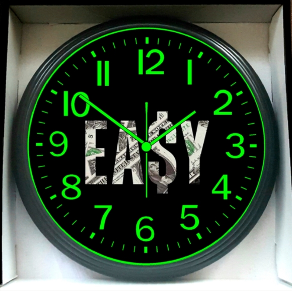 Easy Money Glow In The Dark Wall Clock New!